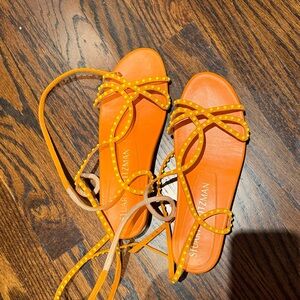 Stuart Weitzman Bright Orange Strappy Sandals